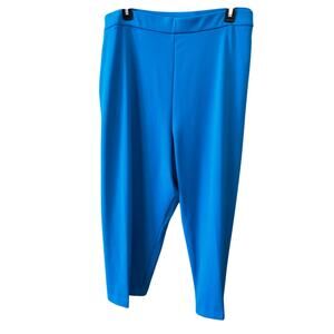 New SUSAN GRAVER Women's Blue Cotton Blend Slim Fit Ankle Trousers Size 2X